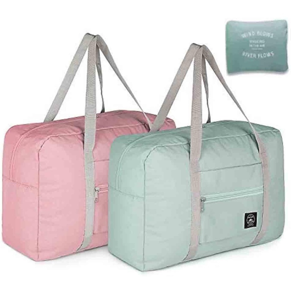 Women's Pink and Green Travel Bags